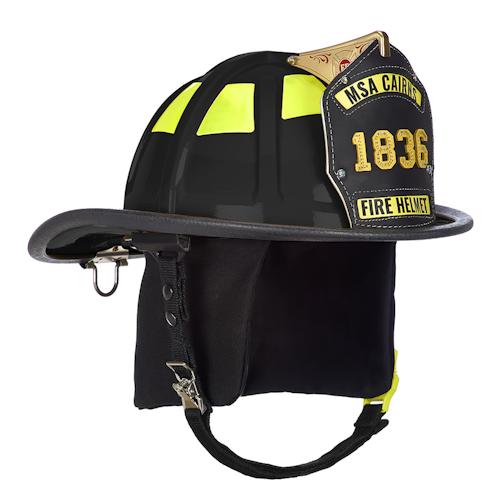 Cairns 1836 Painted Traditional Fire Helmet w/ Black Nomex Earlap and 6" Carved Eagle - Fire Force -