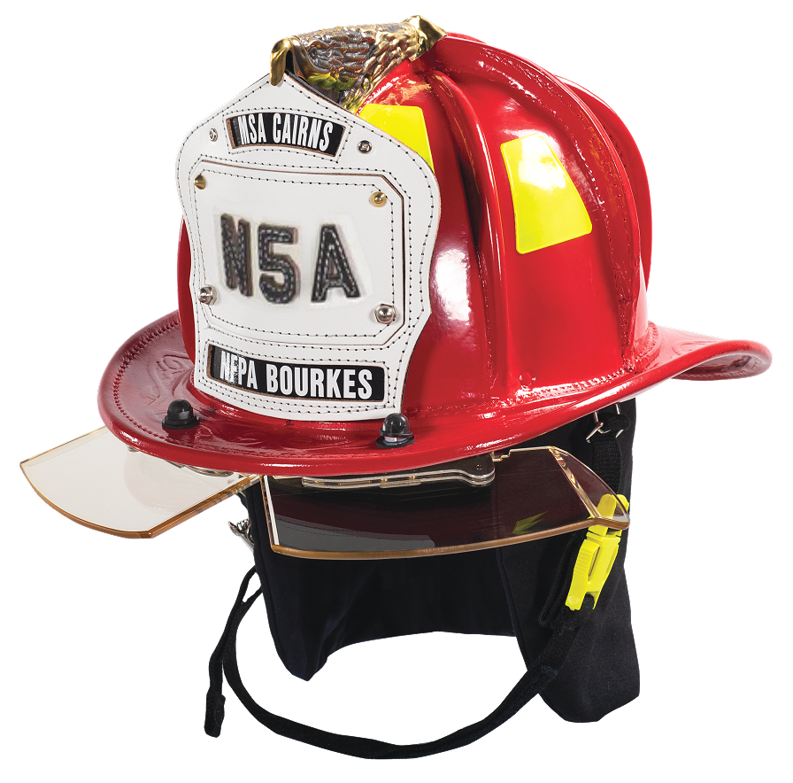 Cairns N5A New Yorker Deluxe Leather Helmet W/Bourke & Black nomex earlap - Fire Force